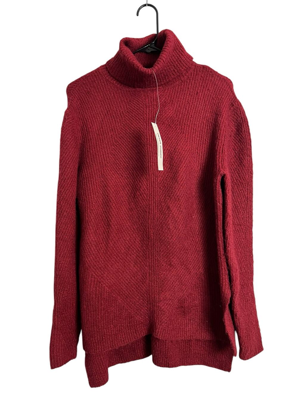 NWT Sweet Romeo Burgundy Fuzzy Sweater Turtleneck S Small Comfy Cozy Casual
